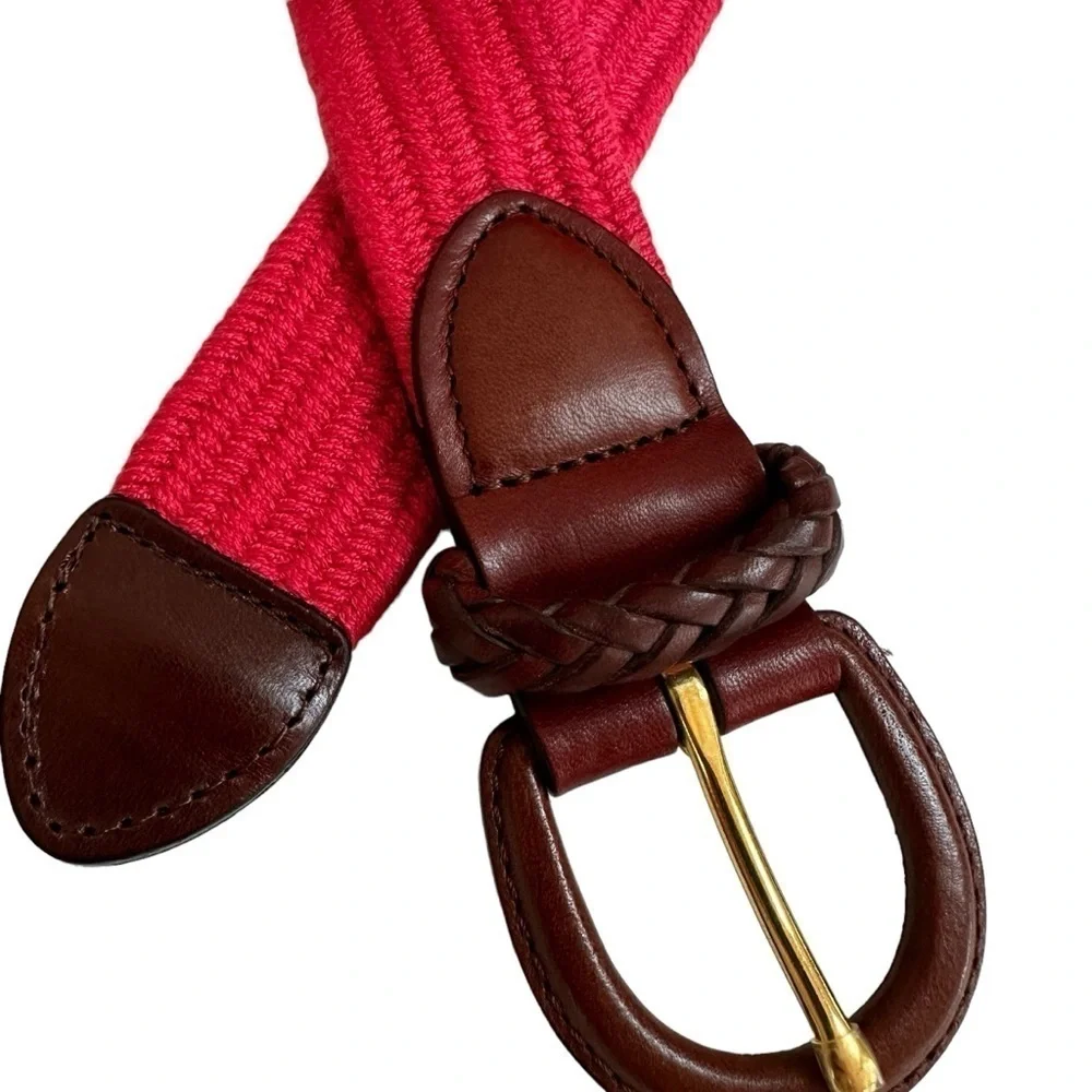 Talbots Woven Elastic Stretch Classic Braided Belt, Bright Pink, Medium